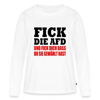 fick die afd - Frauen Premium Bio Langarmshirt - Weiß - Vorne - Julia (174cm)