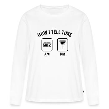 How to say time at PM - - Women's Premium Organic Long Sleeve Shirt - white - Front - Julia (174cm)