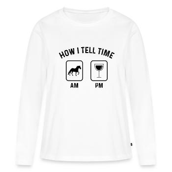 How to say time at PM - - Women's Premium Organic Long Sleeve Shirt - white - Front - Julia (174cm)