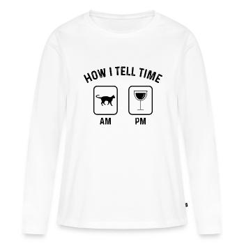 How to say time at PM - - Women's Premium Organic Long Sleeve Shirt - white - Front - Julia (174cm)