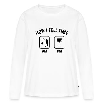 How to say time at PM - - Women's Premium Organic Long Sleeve Shirt - white - Front - Julia (174cm)