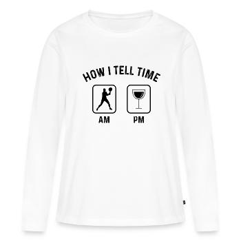How to say time at PM - - Women's Premium Organic Long Sleeve Shirt - white - Front - Julia (174cm)