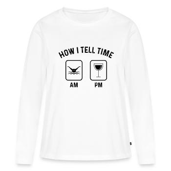 How to say time at PM - - Women's Premium Organic Long Sleeve Shirt - white - Front - Julia (174cm)