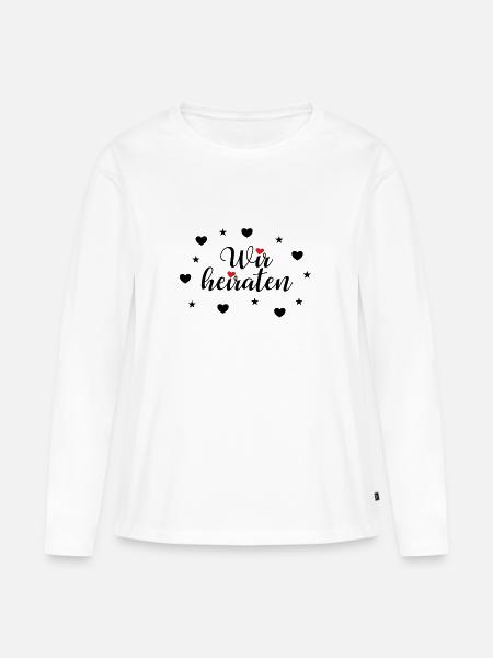 Wir Heiraten Elegantes Hochzeit Bruatpaar Design - Frauen Premium Bio Langarmshirt - Weiß