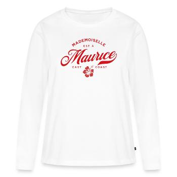 Mademoiselle est à l ile Maurice - T-shirt manches longues Premium bio Femme - blanc - Devant - Julia (174cm)
