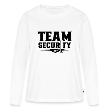 Sécurité de l’équipe Sécurité - T-shirt manches longues Premium bio Femme - blanc - Devant - Julia (174cm)