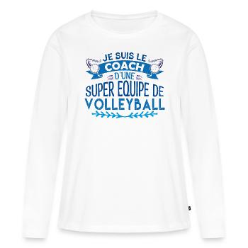 Coach Volleyball | Cadeau coach Volleyball coach - T-shirt manches longues Premium bio Femme - blanc - Devant - Julia (174cm)