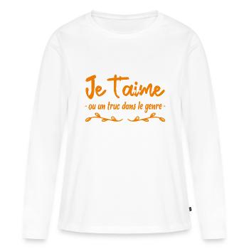 je t aime ou un truc dans le genre - T-shirt manches longues Premium bio Femme - blanc - Devant - Julia (174cm)