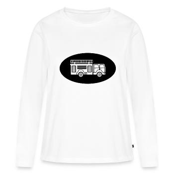 Demi-cercle et pompier - (2) - T-shirt manches longues Premium bio Femme - blanc - Devant - Julia (174cm)