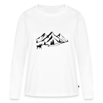 Montagne 1 et Cheval - - T-shirt manches longues Premium bio Femme - blanc - Devant - Julia (174cm)