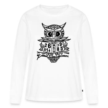 Hibou mathématique - T-shirt manches longues Premium bio Femme - blanc - Devant - Julia (174cm)