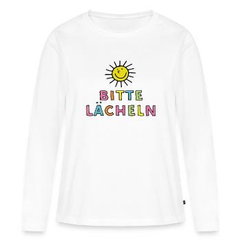 S’il vous plaît, souriez - T-shirt manches longues Premium bio Femme - blanc - Devant - Julia (174cm)