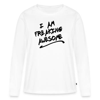Je suis super - T-shirt manches longues Premium bio Femme - blanc - Devant - Julia (174cm)