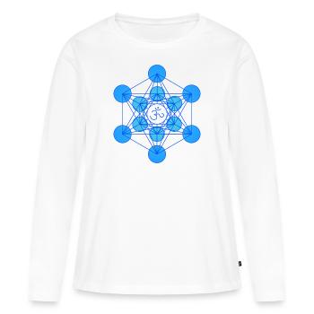 Sacred Geometry Merkaba Om Blue - Women's Premium Organic Long Sleeve Shirt - white - Front - Julia (174cm)