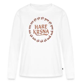 Hare Krishna - Cercle Maha Mantra - T-shirt manches longues Premium bio Femme - blanc - Devant - Julia (174cm)