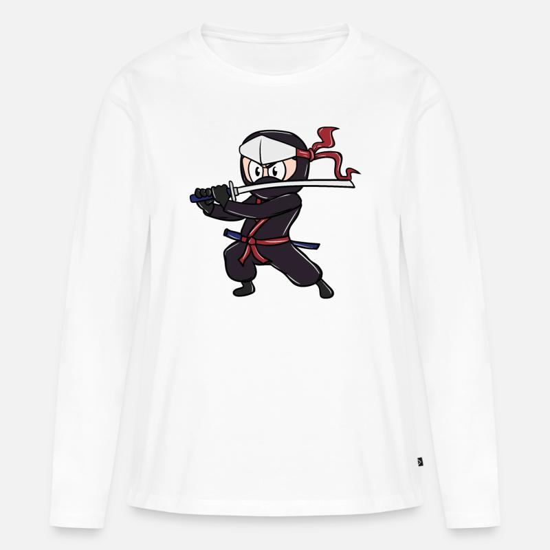 Perfektes Kinder Samurai, Ninja, Ninjas Geschenk - Frauen Premium Bio Langarmshirt - Weiß