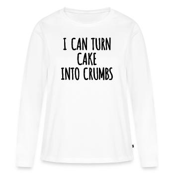 peut transformer des gâteaux en miettes cake into crumbs - T-shirt manches longues Premium bio Femme - blanc - Devant - Julia (174cm)