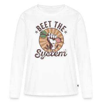 Betterave le système drôle de conception végétale - T-shirt manches longues Premium bio Femme - blanc - Devant - Julia (174cm)