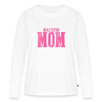 Maltipoo maman Chien - T-shirt manches longues Premium bio Femme - blanc - Devant - Julia (174cm)