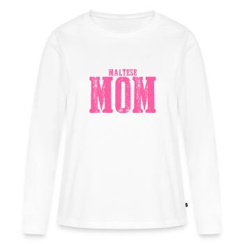 Maman maltaise Chien - T-shirt manches longues Premium bio Femme - blanc - Devant - Julia (174cm)