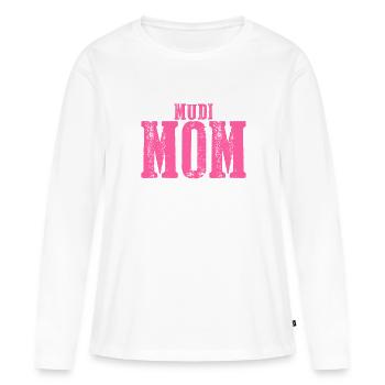 Mudi maman Chien - T-shirt manches longues Premium bio Femme - blanc - Devant - Julia (174cm)