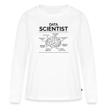 Analyste de données - T-shirt manches longues Premium bio Femme - blanc - Devant - Julia (174cm)