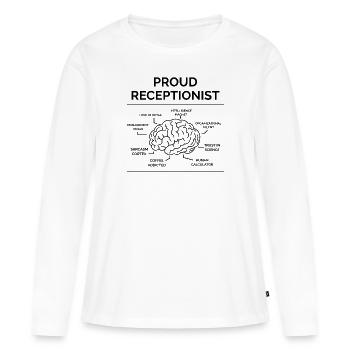Réceptionniste - T-shirt manches longues Premium bio Femme - blanc - Devant - Julia (174cm)