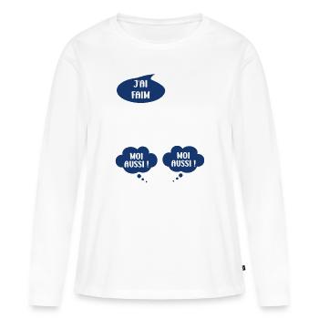 J'ai faim moi aussi - T-shirt manches longues Premium bio Femme - blanc - Devant - Julia (174cm)