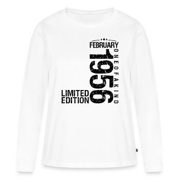Anniversaire Février 1956 Février né en Février - T-shirt manches longues Premium bio Femme - blanc - Devant - Julia (174cm)