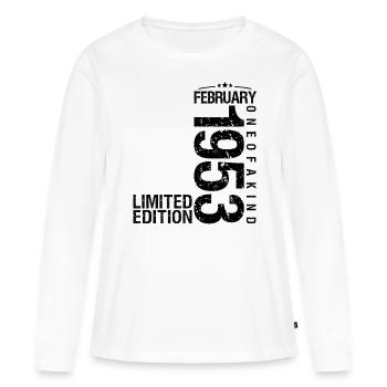 Anniversaire Février 1953 Février né en Février - T-shirt manches longues Premium bio Femme - blanc - Devant - Julia (174cm)