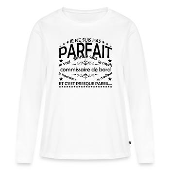 commissaire de bord cadeau commissaire de bord le - T-shirt manches longues Premium bio Femme - blanc - Devant - Julia (174cm)