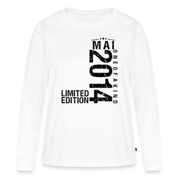 Anniversaire Mai 2014 Mai né en Mai - T-shirt manches longues Premium bio Femme - blanc - Devant - Julia (174cm)