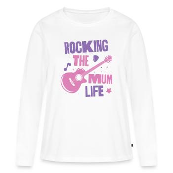 Das Mama-Leben rocken - Frauen Premium Bio Langarmshirt - Weiß - Vorne - Julia (174cm)