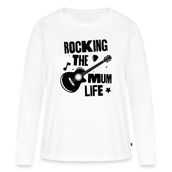 Das Mama-Leben rocken - Frauen Premium Bio Langarmshirt - Weiß - Vorne - Julia (174cm)