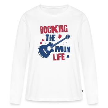 Das Mama-Leben rocken - Frauen Premium Bio Langarmshirt - Weiß - Vorne - Julia (174cm)