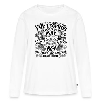 Anniversaire 2005 Mai 2005 né en Mai 2005 - T-shirt manches longues Premium bio Femme - blanc - Devant - Julia (174cm)