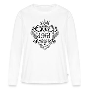 1951 Juillet 1951 anniversaire Juillet 1951 - T-shirt manches longues Premium bio Femme - blanc - Devant - Julia (174cm)