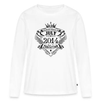 2014 Juillet 2014 anniversaire Juillet 2014 - T-shirt manches longues Premium bio Femme - blanc - Devant - Julia (174cm)