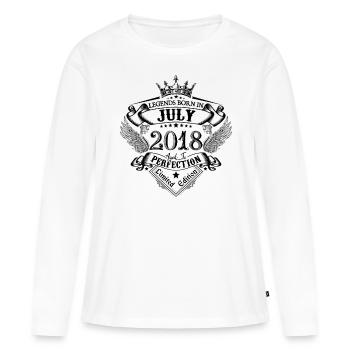 2018 Juillet 2018 anniversaire Juillet 2018 - T-shirt manches longues Premium bio Femme - blanc - Devant - Julia (174cm)