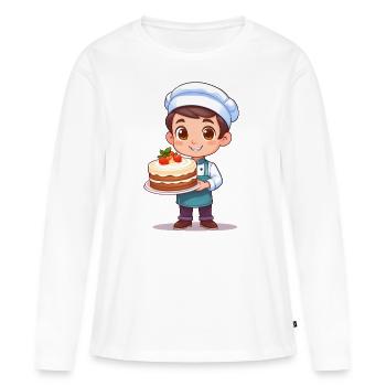Pastry chef with cake - Women's Premium Organic Long Sleeve Shirt - white - Front - Julia (174cm)
