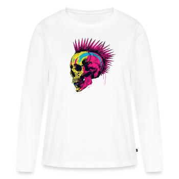 Horreur Punk Zombie Mohawk - T-shirt manches longues Premium bio Femme - blanc - Devant - Julia (174cm)