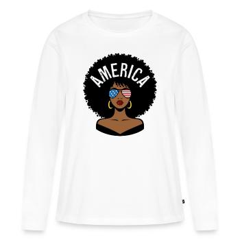 Amérique Afro - T-shirt manches longues Premium bio Femme - blanc - Devant - Julia (174cm)