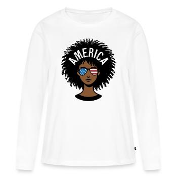Amérique Afro - T-shirt manches longues Premium bio Femme - blanc - Devant - Julia (174cm)