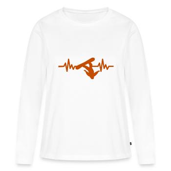 Heartbeat Snowboard - Sports d’hiver Piste de neige - T-shirt manches longues Premium bio Femme - blanc - Devant - Julia (174cm)