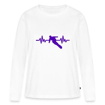 Heartbeat Snowboard - Sports d’hiver Piste de neige - T-shirt manches longues Premium bio Femme - blanc - Devant - Julia (174cm)