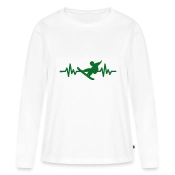 Heartbeat Snowboard - Sports d’hiver Piste de neige - T-shirt manches longues Premium bio Femme - blanc - Devant - Julia (174cm)