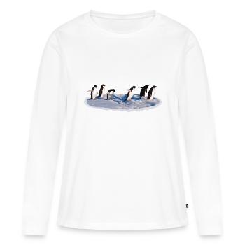 Pingouins sur une banquise Manchot - T-shirt manches longues Premium bio Femme - blanc - Devant - Julia (174cm)