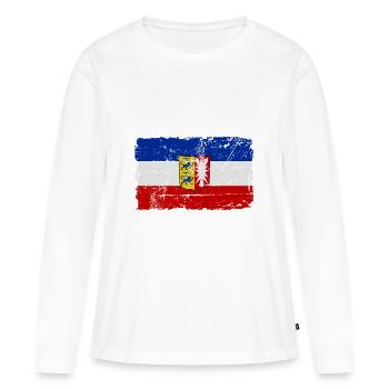 Schleswig Holstein Flagge - Fahne - Frauen Premium Bio Langarmshirt - Weiß - Vorne - Julia (174cm)