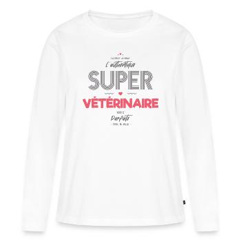 L authentique super vétérinaire - T-shirt manches longues Premium bio Femme - blanc - Devant - Julia (174cm)