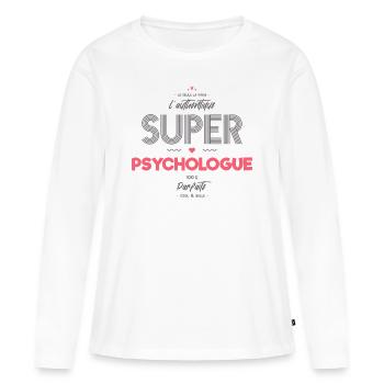 L authentique super psychologue - T-shirt manches longues Premium bio Femme - blanc - Devant - Julia (174cm)